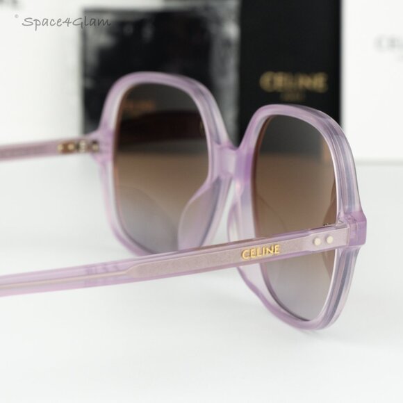 NEW Celine CL40244U 78F Opal Lilac Gradient Brown Women Geometric Sunglasses - Picture 5 of 9